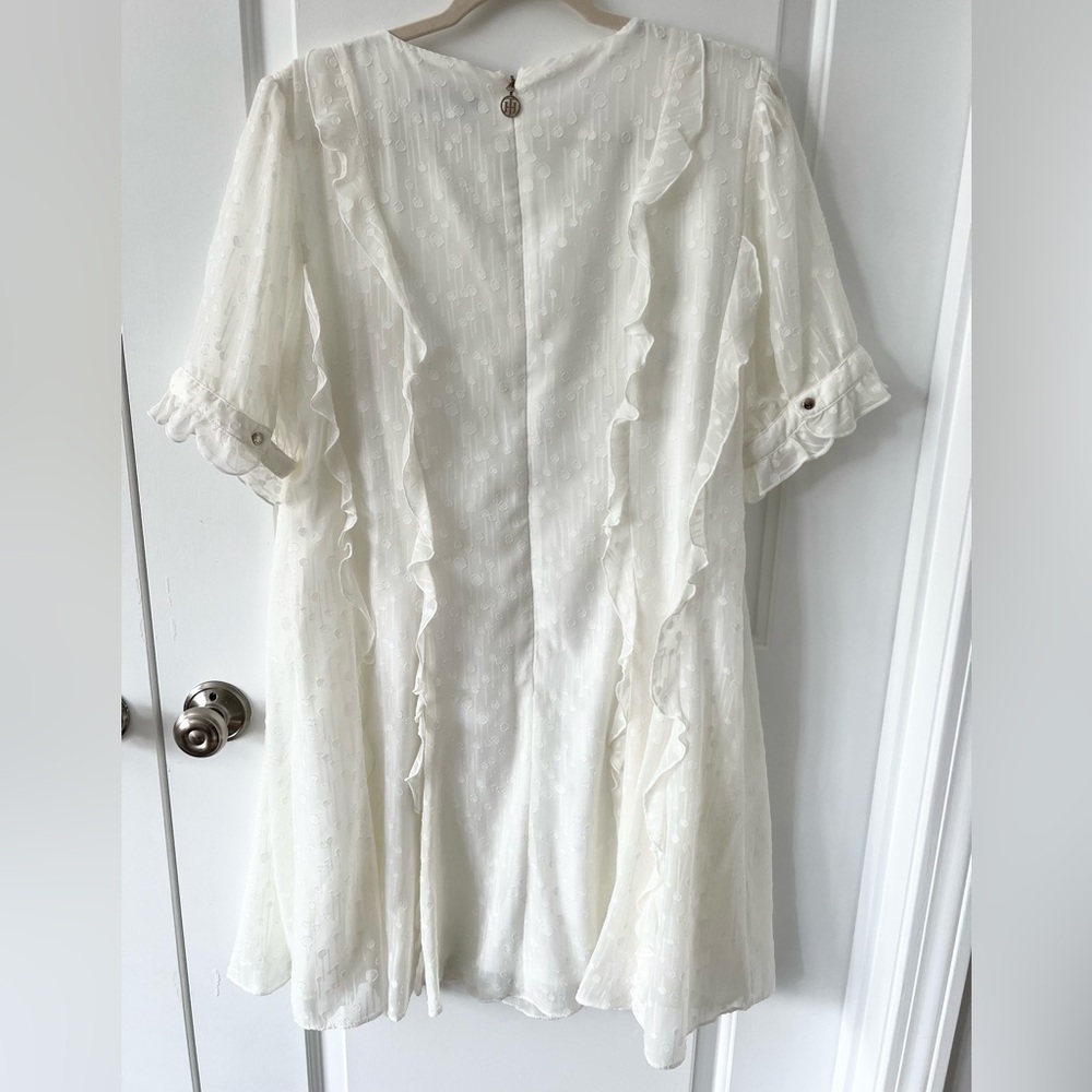 Tommy Hilfiger White Ruffle Mini Dress Size 16 - Picture 2 of 6